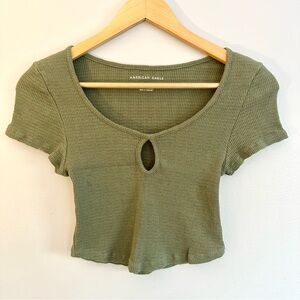 American Eagle Outfitters Sage Green Crop Top